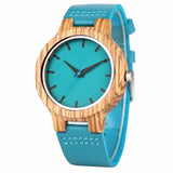 Royal Blue Wood Watch Quartz Wristwatch 100% Natural Bamboo