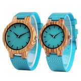 Royal Blue Wood Watch Quartz Wristwatch 100% Natural Bamboo
