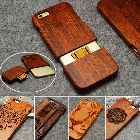 100% Handmade Natural Real Wood Bamboo Phone Case